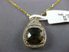 LARGE 3.39CT DIAMOND & AAA SMOKEY TOPAZ 14K YELLOW GOLD CUSHION FLOATING PENDANT