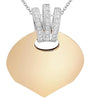 ESTATE .15CT DIAMOND 18KT WHITE & ROSE GOLD 3 ROW TEAR DROP FUN FLOATING PENDANT