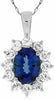 ESTATE LARGE 3.0CT DIAMOND & AAA TANZANITE 14K WHITE GOLD CLASSIC FLOWER PENDANT