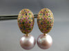 ESTATE LARGE 2.50CT AAA SAPPHIRE & PINK SOUTH SEA PEARL 18KT ROSE GOLD HANGING EARRINGS