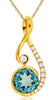 .83CT DIAMOND & AAA BLUE TOPAZ 14K YELLOW GOLD 3D TREBLE CLEF MUSIC NOTE PENDANT