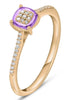 .62CT DIAMOND & AAA AMETHYST 14K ROSE GOLD CUSHION & ROUND ETOILE SOLITAIRE RING