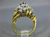ESTATE LARGE 2.0CT DIAMOND & AAA SAPPHIRE 18KT 2 TONE GOLD 3D FLOWER FUN RING