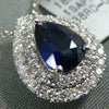 ESTATE 1.0CT DIAMOND & AAA SAPPHIRE 18KT WHITE GOLD TEAR DROP PEAR SHAPE PENDANT