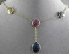 ANTIQUE 20.0CT EXTRA FACET MULTI COLOR SAPPHIRE 14KT YELLOW GOLD LARIAT NECKLACE