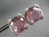 LARGE 16.55CT DIAMOND & AAA PINK TOPAZ 14KT WHITE GOLD CUSHION CLIP ON EARRINGS