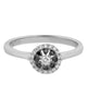 ESTATE .22CT WHITE & BLACK DIAMOND 18K WHITE GOLD CLASSIC FLOWER ENGAGEMENT RING