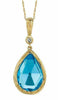 5.53CT DIAMOND & AAA BLUE TOPAZ 14KT YELLOW GOLD 3D TEAR DROP FLOATING PENDANT