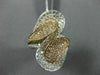 ESTATE WIDE 2.92CT DIAMOND 14K WHITE & ROSE GOLD MULTI ROW CRISS CROSS LEAF RING
