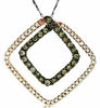 .50CT WHITE & CHOCOLATE FANCY DIAMOND 14KT ROSE GOLD DOUBLE HALO SQUARE PENDANT