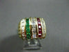 ESTATE 3.55CT DIAMOND & AAA RUBY & EMERALD 18K YELLOW GOLD MULTI ROW RING #22492