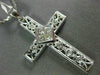 ESTATE LARGE .45CT DIAMOND 18KT WHITE GOLD CLASSIC FILIGREE CROSS PENDANT #6916
