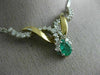 ANTIQUE 1.95CT DIAMOND & AAA EMERALD 14K WHITE & YELLOW GOLD SWIRL NECKLACE 6871