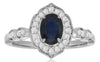ESTATE 1.21CT DIAMOND & AAA SAPPHIRE 14K WHITE GOLD OVAL & ROUND FLOWER FUN RING