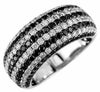 ESTATE 2.15CT WHITE & BLACK DIAMOND 14K WHITE GOLD 3D MULTI ROW ANNIVERSARY RING