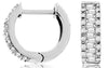 .40CT DIAMOND 14KT WHITE GOLD 3D ROUND & BAGUETTE HUGGIE HOOP HANGING EARRINGS