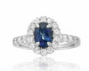 GIA CERTIFIED 2.19CT DIAMOND & AAA SAPPHIRE 18KT WHITE GOLD LEAF ENGAGEMENT RING