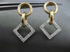 ESTATE .46CT DIAMOND 14K WHITE & YELLOW GOLD 3D CIRCLE & SQUARE HANGING EARRINGS