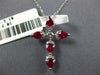 1CT DIAMOND & AAA RUBY 18KT WHITE GOLD ROUND & PEAR SHAPE CROSS FLOATING PENDANT