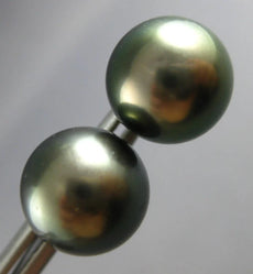 ESTATE LARGE AAA TAHITIAN PEARL 14KT WHITE GOLD 3D 11MM CLASSIC STUD EARRINGS
