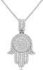 LARGE 3.98CT DIAMOND 14KT WHITE GOLD 3D ROUND & BAGUETTE HAMSA CHAMSA PENDANT
