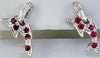 ESTATE .39CT DIAMOND & AAA RUBY 14K WHITE GOLD 3D HAPPY DOLPHIN HANGING EARRINGS
