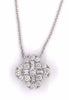 ESTATE .56CT DIAMOND 18KT WHITE GOLD 3D ROUND & BAGUETTE FLOWER LOVE NECKLACE