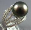 LARGE .50CT DIAMOND & AAA TAHITIAN PEARL 14KT WHITE GOLD CRISS CROSS SWIRL RING