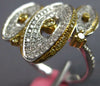 LARGE .45CT WHITE & FANCY YELLOW DIAMOND 18KT 2 TONE GOLD OVAL GEOMETRICAL RING
