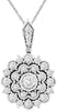 ESTATE .50CT DIAMOND 14K WHITE GOLD 3D FLOWER FILIGREE MILGRAIN FLOATING PENDANT