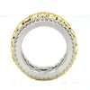 LARGE 7.9CT WHITE & FANCY YELLOW DIAMOND 18Kt 2 TONE GOLD 3 ROW ANNIVERSARY RING