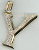 ESTATE EXTRA LARGE 1.55CT DIAMOND 14K YELLOW GOLD Y INITIAL FUN FLOATING PENDANT