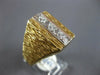 ESTATE LARGE .49CT DIAMOND 14KT 2 TONE GOLD 3D 3 STONE BAR RECTANGULAR MENS RING