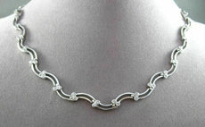 ESTATE 1.50CT DIAMOND 14KT WHITE GOLD FLOATING WAVE DESIGN NECKLACE UNIQUE #7403