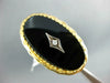 ANTIQUE LARGE .04CT OLD MINE DIAMOND & AAA ONYX 14KT 2 TONE GOLD OVAL RING #2749