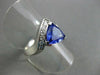 ESTATE WIDE 1.68CT DIAMOND & AAA TANZANITE 14K WHITE GOLD 3D TRILLION RING #2454