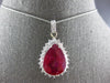 EXTRA LARGE 14.07CT DIAMOND & AAA RUBY 14KT WHITE GOLD 3D HALO PENDANT #28018