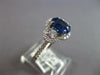 2.2CT DIAMOND & AAA SAPPHIRE 18K WHITE GOLD 3D OVAL 3 STONE HALO ENGAGEMENT RING