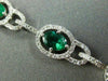 ESTATE WIDE 7.06CT DIAMOND & AAA EMERALD 14KT WHITE GOLD 3D HALO TENNIS BRACELET