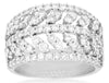 ESTATE 1.53CT DIAMOND 14KT WHITE GOLD 3D MULTI ROW MULTI LEAF ANNIVERSARY RING