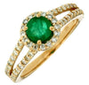 ESTATE 1.04CT DIAMOND & AAA EMERALD 14K YELLOW GOLD ROUND CLASSIC HALO LOVE RING