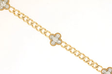 1.0CT DIAMOND 14KT YELLOW GOLD 3D CUBAN FLOWER BY THE YARD CUBAN TENNIS BRACELET