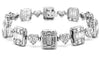 LARGE 8.42CT DIAMOND 18K WHITE GOLD INVISIBLE SQUARE HEART SHAPE TENNIS BRACELET