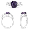 3.48CT DIAMOND & AAA PURPLE SAPPHIRE PLATINUM 3D ROUND & PEAR SHAPE 3 STONE RING