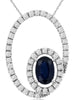 .98CT DIAMOND & AAA SAPPHIRE 14KT WHITE GOLD OVAL & ROUND FUN FLOATING PENDANT