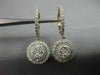 ESTATE 1.16CT DIAMOND 14KT YELLOW GOLD 3D DOUBLE HALO LEVERBACK HANGING EARRINGS