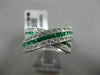 ESTATE LARGE 1.60CT DIAMOND & EMERALD 14KT WHITE GOLD 3D CRISS CROSS X LOVE RING