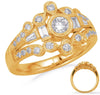 WIDE .68CT DIAMOND 14KT YELLOW GOLD 3D ROUND & BAGUETTE OPEN FILIGREE CROWN RING