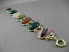 ANTIQUE LARGE JADE CARNELIAN ONYX 14K YELLOW GOLD OVAL DOUBLE ROW BRACELET 23386