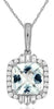 2.08CT DIAMOND & AAA AQUAMARINE 14KT WHITE GOLD 3D SQUARE HALO FLOATING PENDANT